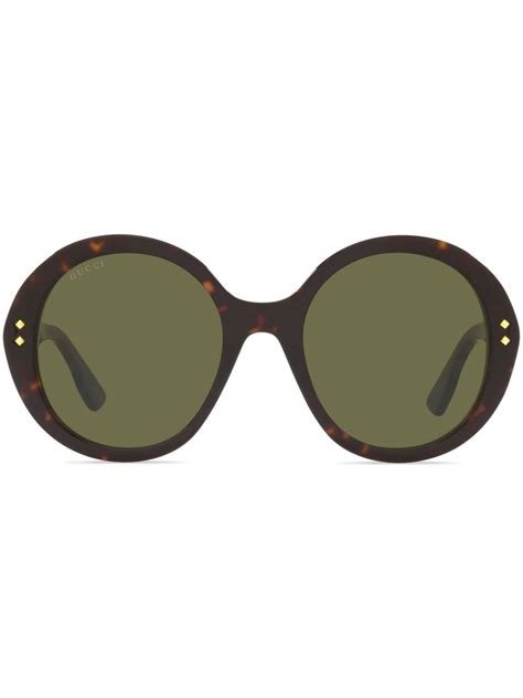 Gucci Eyewear Tortoiseshell Effect Round Frame Sunglasses Farfetch