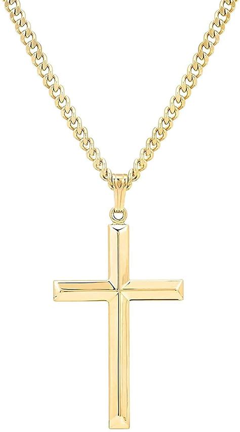 Buy 24k Gold Chain Style Cross Pendant Necklace Solid Plated Clasp For