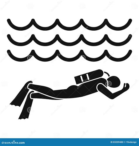 Scuba Diver Man In Diving Suit Icon Simple Style Stock Vector