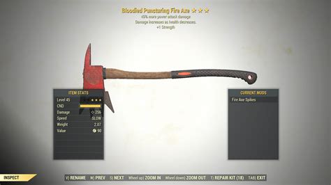 3 Bloodied Fire Axe Swing Speed 1 Strength Fallout 76 Pc Only