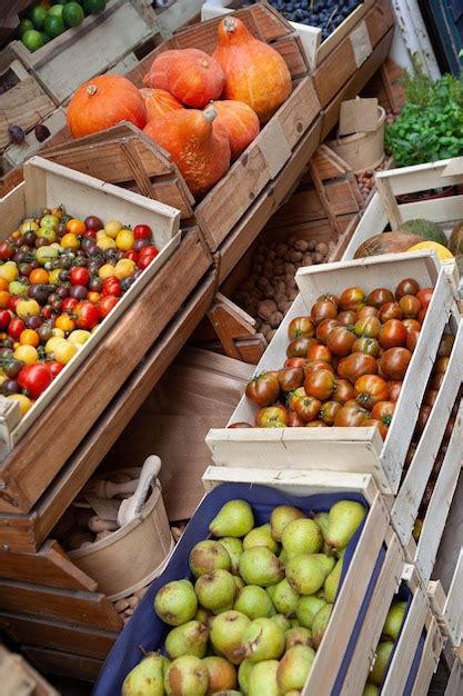 Premium Photo Fresh Fruits And Vegetables In Crates