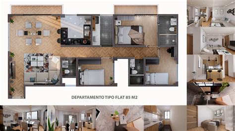 Planos de departamento en 85 m2 Diseño de interiores YouTube