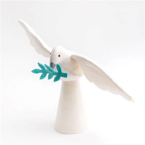 Hand Felted Large Season Of Peace White Dove Tree Topper Tree Toppers