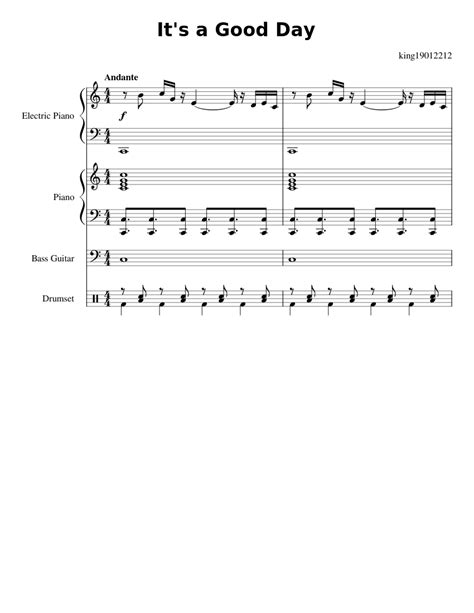 Its A Good Day Sheet Music For Piano Bass Guitar Drum Group Mixed