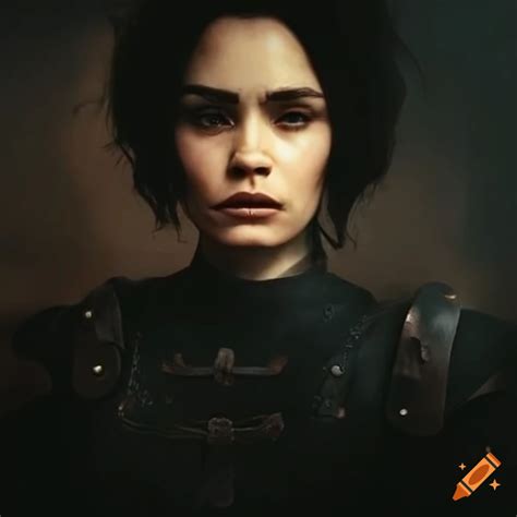 Hyperrealistic Painting Of Shannyn Sossamon In Leather Armor On Craiyon