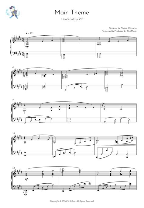 Nobuo Uematsu Final Fantasy Vii Main Theme Sheet By Slsmusic