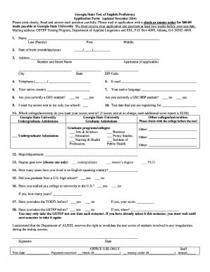 Fillable Online Alsl Gsu Application Form Updated November 2014 Check