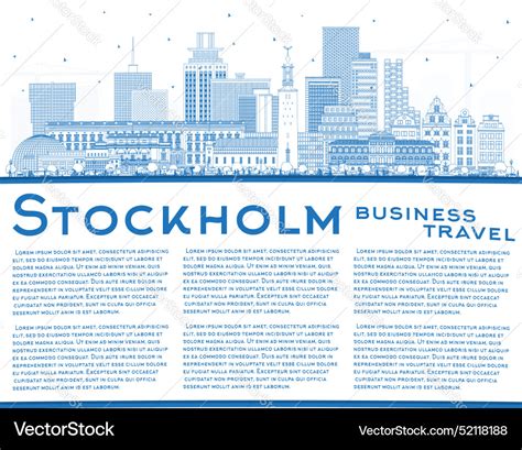 Outline Stockholm Sweden City Skyline With Blue Vector Image