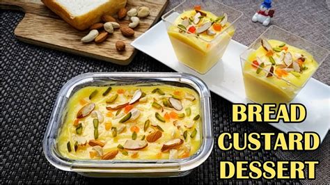 Easy Bread Custard Pudding Recipe Eggless Custard Bread Pudding Bread Pudding Easy Pudding