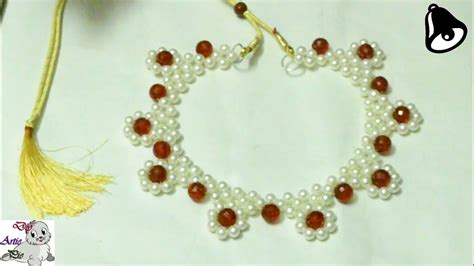 63 How To Make Pearl Beaded Necklace Set Diy Jewellery Making