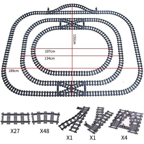 City Trains Switch Flexible Tracks Straight Curved Rails Crossing