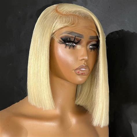 Rosabeauty Blonde 613 Short Bob Wig Straight T Part Lace Wigs Human