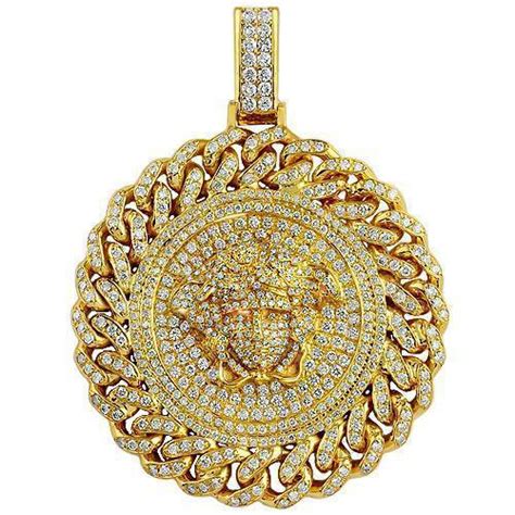 14K Solid Yellow Gold Mens Custom Design Diamond 'Medusa' Head Pendant ...