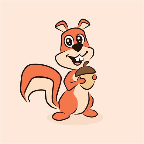 Free Cute Squirrel Cartoon Character Vector Illustration With Holding Nut Funny Squirrel