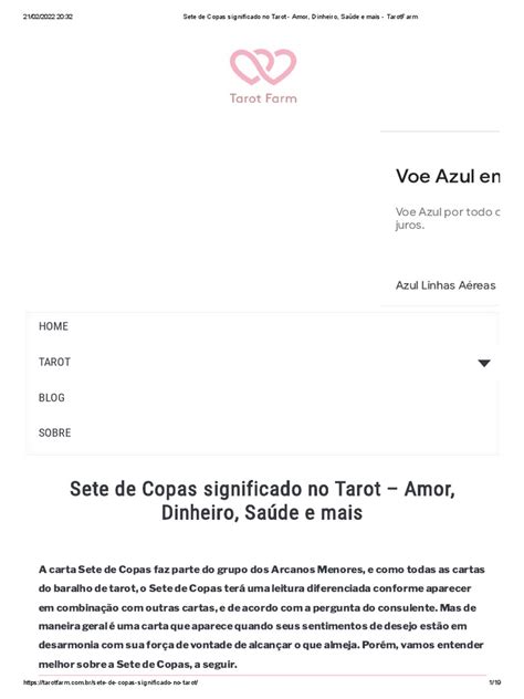 Sete De Copas Significado No Tarot Amor Dinheiro Saúde E Mais