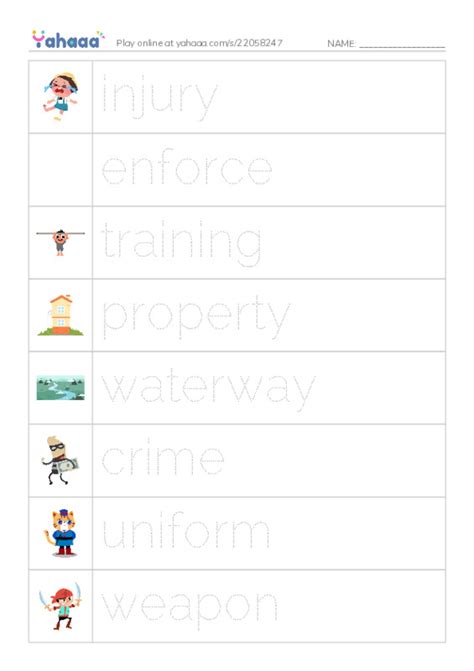 Free Worksheet On Raz Vocabulary K Police Officers Yahaaa