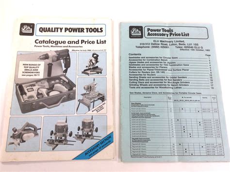 Elu Catalogue And Price List 1986 31980 Old School Tools