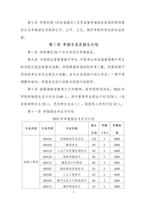 2023年单独招生章程 招生网