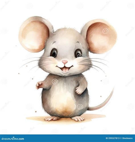 Watercolor Cute Mouse: Realistic Portrait Painter Illustration Stock Illustration - Illustration ...