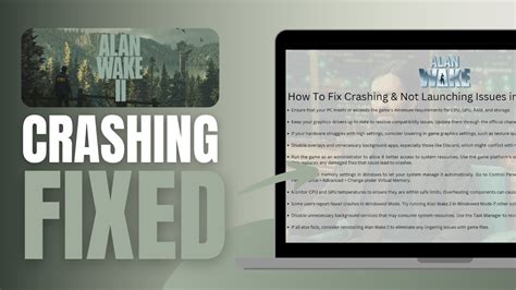 How To Fix Crashing Not Launching Issues In Alan Wake 2 Solved