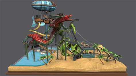 Roller Coaster Lunapark Animated Buy Royalty Free 3D Model By