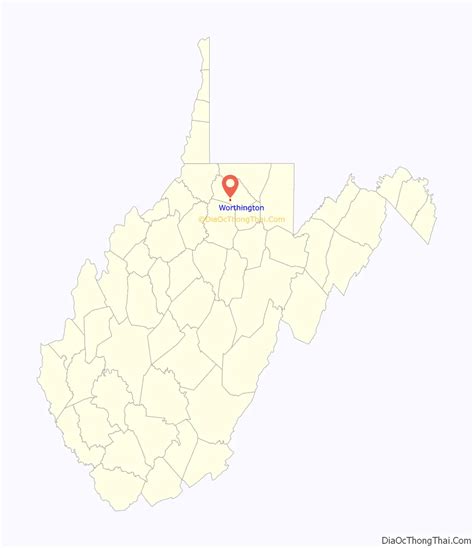 Map of Worthington town, West Virginia