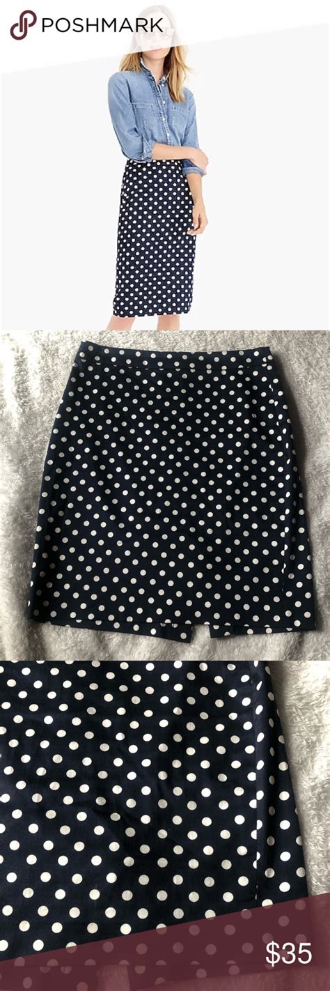 J Crew Polka Dot Skirt I Love This Skirt Navy Blue And White Polka