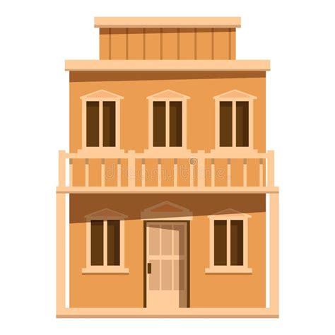 Wild West Saloon Building With Wooden Balcony And Doorway Stock Vector