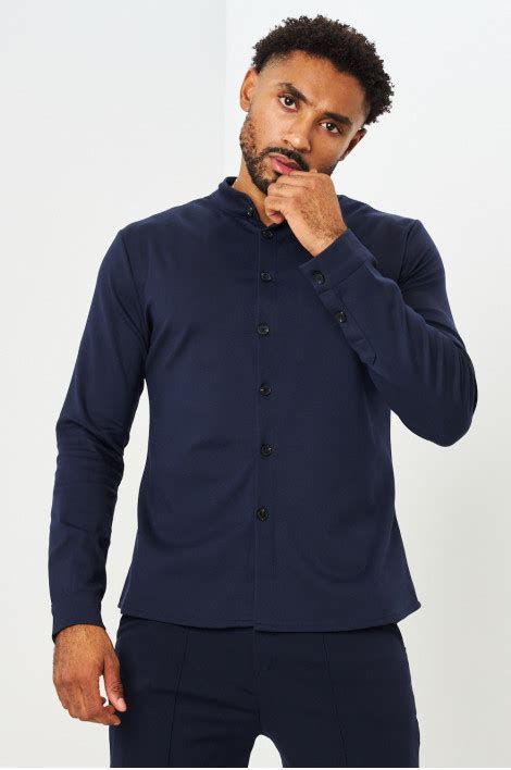 Chemise Bleue Col Mao Brentiny Paris