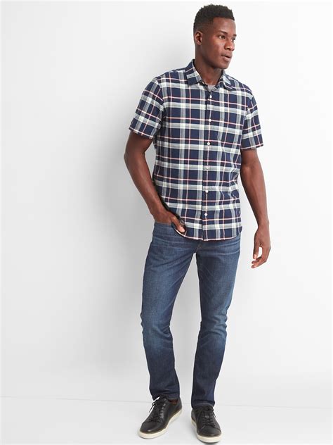 Oxford Plaid Short Sleeve Standard Fit Shirt Gap