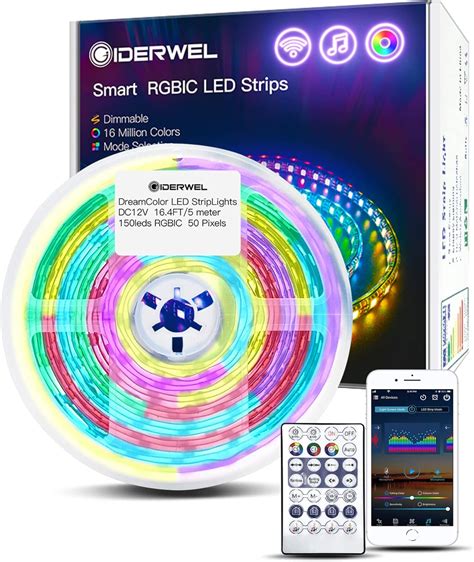 Giderwel Smart Wifi Dreamcolor Rgb Led Strip Lights M Kit For App