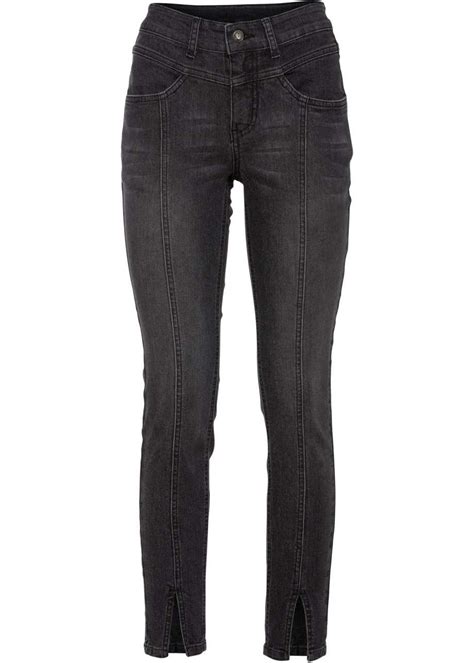 Stylische Stretch Jeans Mit Modischen Schlitzen Am Saum Der Vorder Und