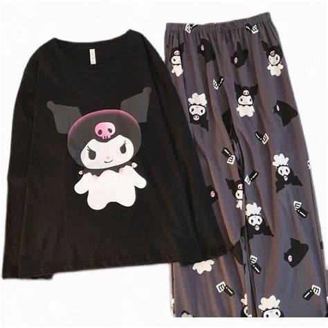 Kawaii Hello Kitty Women Kuromi Winter Warm Flannel Pajamas Thick Coral