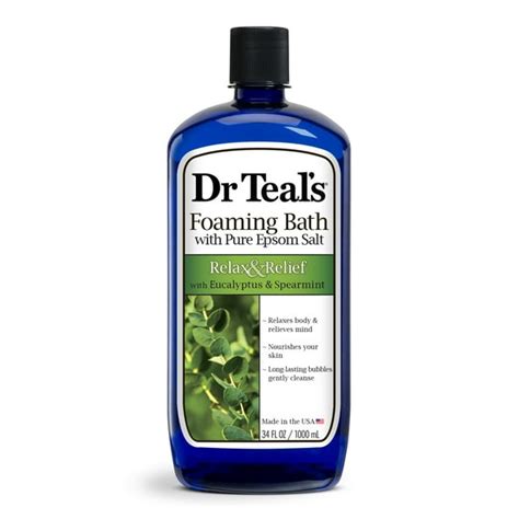 Dr Teals Relax And Relief Foaming Bubble Bath With Pure Epsom Salt Eucalyptus And Spearmint 34 Fl