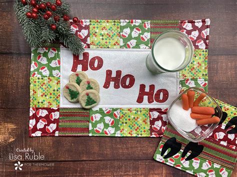 Fabric Santa Snack Placemat And Reindeer Mat Therm O Web