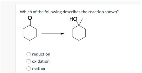 Solved Which Of The Following Describes The Reaction Shown Chegg