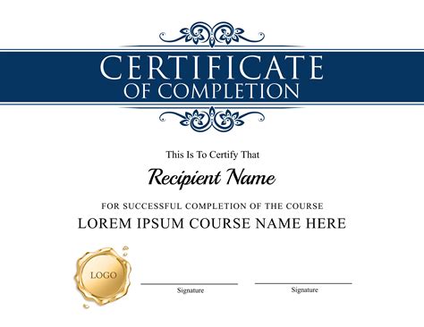 Editable Certificate Of Completion Template Editable Printable