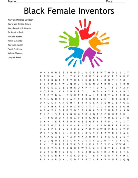 Black Female Inventors Word Search Wordmint