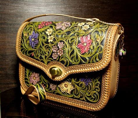 Hand Tooled Leather Bag Carved Handbag Tooled Purse Etsy In 2020