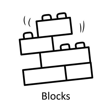 Blocks Vector Outline Icon Design Illustration Toys Symbol On White