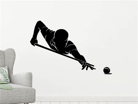 Billiard Player Wall Vinyl Decal Snooker Home Office Sport Game Sticker