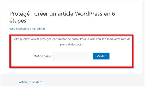 Comment Cr Er Une Page Prot G E Par Mot De Passe Sur Wordpress