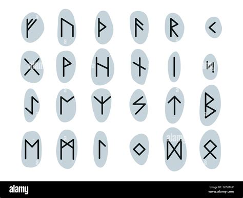 Runic Alphabets, futhark. Writing ancient Germans. Vector Mystical symbols. Esoteric, occult ...