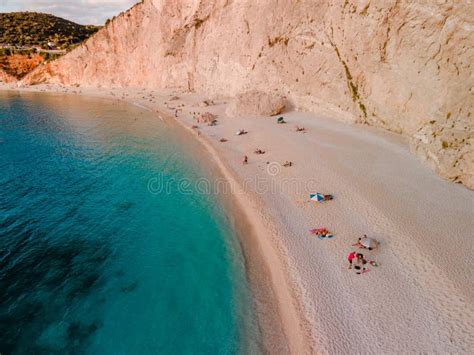 Aerial View Of Porto Katsiki Beach Lefkada Island Greece Editorial