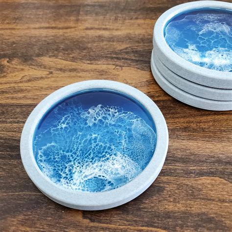 3d Printed Resin Art Coasters Ocean Coasters Set Of 4 2 Etsy