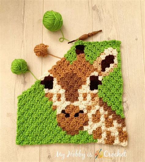 My Hobby Is Crochet Free Crochet Pattern Graph Giraffe C2c Square Wildlife Graphghan Cal