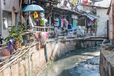 Polluted Canal And Dirty Sewer In An Urban Area In Bangkok Thailand