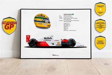 Ayrton Senna – 1991 McLaren MP4/6 Stats Print – Scuderia GP