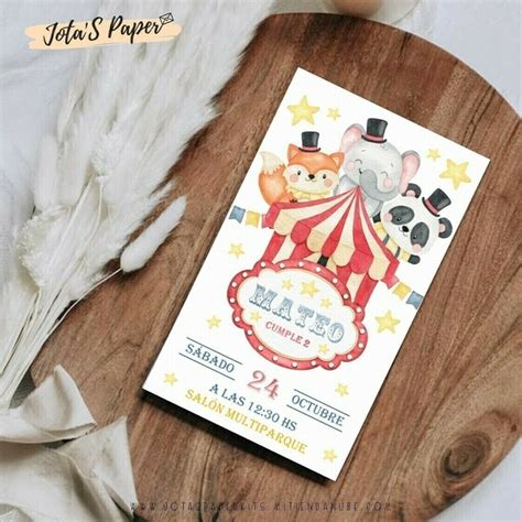 Invitacion Digital Circo Acuarela Jotas Paper Kits