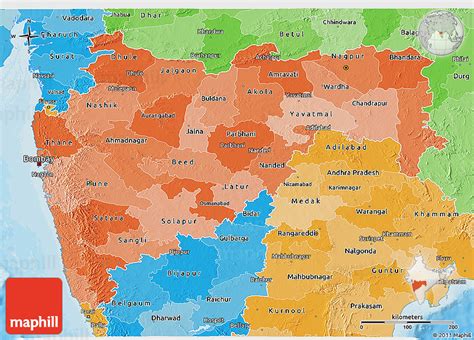 Political Shades 3d Map Of Maharashtra